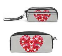 FHESDCW Un grande cuore piccolo cuore piccolo astuccio grande capacità con cerniera, borsa cosmetica impermeabile da appendere per viaggi, astuccio vintage in pelle per donne e uomini