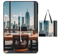 FHESDCW Urban Architecture - Coperta da picnic con borsa tote con cerniera, impermeabile, portatile, per esterni, leggera, pieghevole, per spiaggia, campeggio, parco, 150 x 100 cm