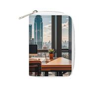 FHESDCW Urban Architecture - Porta carte di credito per uomini e donne, in pelle, con 20 scomparti per carte di credito, piccola borsa con cerniera