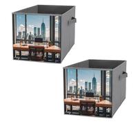FHESDCW Urban Architecture, scatola portaoggetti pieghevole con manici, cubi portaoggetti Oxford resistenti, 2 pezzi, organizer pieghevole per armadio, per casa, scaffale, ufficio, viaggi