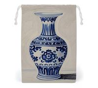 FHESDCW Vaso in porcellana blu cinese con coulisse, sacchetti riutilizzabili per gioielli da viaggio, sacchetti lavabili per regali, caramelle, cosmetici, 12 x 18 cm