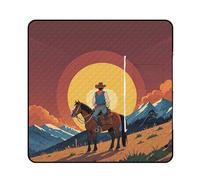 FHESDCW West Cowboy, coperta da picnic con borsa con cerniera, impermeabile, portatile, per esterni, leggera, pieghevole, per spiaggia, campeggio, parco, 150 x 150 cm
