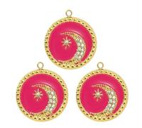 FHGSPQWM 3 pezzi ciondolo in acciaio placcato oro girasoli collana da donna con tarocchi smaltati e mezzaluna design stella gioielli eleganti, One Size, come descritto, come descritto