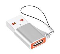 FHGSPQWM Adattatore da USB 3 a tipo C Convertitore in metallo con cordino anti-perdita Trasferimento dati da 10 Gbps per telefono portatile Tablet Adattatore USB C in metallo con cordino