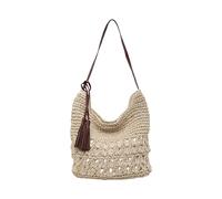 FHGSPQWM Borsa a tracolla alla moda in paglia con nappe decorative sotto le ascelle, ideale per viaggi e avventure all'aria aperta, traspirante stagione, Beige