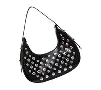 FHGSPQWM Borsa a tracolla borchiata a tema moto Edgy borsa a tracolla convertibile borsa ascellare pratica resistente all'usura PU interni spaziosi Edgy borsa a tracolla da moto in pelle PU borsa da