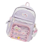 FHGSPQWM Borsa unisex con pannelli trasparenti Accenti giocosi di perline Costruzione resistente Caratteristiche organizzative intelligenti Cinghie imbottite regolabili Design Zaino da scuola in nylon