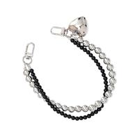 FHGSPQWM Catena di estensione per tracolla con perle, ricambio per borse a tracolla, accessorio con perle, catena di estensione per borsa, Perline nere e argentate