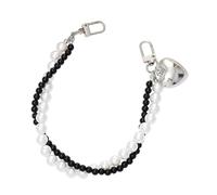 FHGSPQWM Catena di estensione per tracolla con perle, ricambio per borse a tracolla, accessorio con perle, catena di estensione per borsa, Grandi perline nere