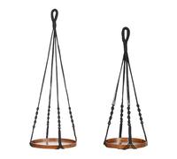 FHGSPQWM Cesto multiuso da appendere per piante, in corda di cotone, base in legno per la casa, uso decorativo, piccolo spazio