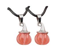 FHGSPQWM Collana unisex regolabile con ciondolo a forma di zucca e cappello da strega e agata naturale su cordoncino nero, gioielli per feste di Halloween, Misura unica, come descritto, come descritto