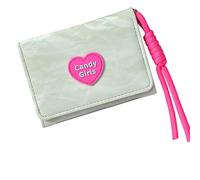 FHGSPQWM Elegante borsa corta in PU con combinazione di colori caramella tasche per carte integrate e finestra di identificazione trasparente per portamonete da donna, Verde chiaro