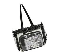 FHGSPQWM Oversize Clear PU Borsa Senza Casa Per Cartoon Ammiratori Pendolari Clienti Permanente Semplice Pulito Flessibile Impermeabile PU Pack, Nero , One Size