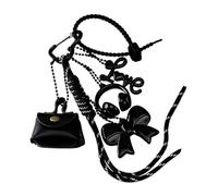 FHGSPQWM Portachiavi alla moda con fiocco e nodo, in corda intrecciata, decorazione per borsa, ciondolo per borsa in acrilico, per un look alla moda, Nero