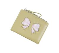 FHGSPQWM Portafoglio alla moda in pelle PU di dimensioni compatte con fiocchi fascino ed efficiente archiviazione casual portamonete porta carte portafoglio pieghevole portamonete tasca, Verde chiaro