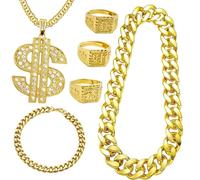 FHGSPQWM Set di gioielli con anelli hiphop anni '80 per impilare indossare elegante abbigliamento da strada night club accessori moda cosplay costume accessori gioielli, One Size, come descritto, come