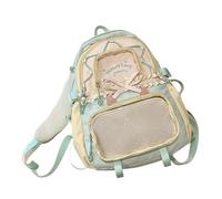 FHGSPQWM Zaino a colori a contrasto con dettagli in pizzo increspato tasche multiple spaziose donne e ragazze resistente all'acqua nylon poliestere giovanile resistente allo strappo zaino, Zaino Verde