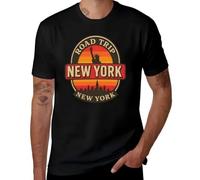 FHIAYRX York USA Road Trip Vacation 2025 T-Shirt Summer Basketball Graphic Tees Clothes Short Sleeve Black for Men