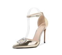 FhiHUEpr Décolleté a Punta Traspiranti ed Eleganti Taglie Forti da Donna - Comfort, Versatili per Ufficio, Vacanze, Matrimoni, Discoteca,d'oro,36 EU
