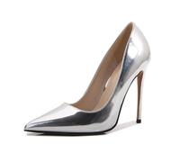 FhiHUEpr Décolleté Classiche da Donna in Tinta Unita - Tacchi a Spillo Comfort da 12 cm - per L'Ufficio Quotidiano, Il Matrimonio, la Discoteca, Le Prestazioni di trascinamento,Argento,42 EU