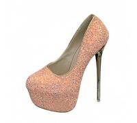 FhiHUEpr Décolleté con Plateau e Tacco a Spillo da Donna con Glitter | Stiletti Slim 16CM, Tacchi Versatili per Serata Romantica e Festa Nuziale