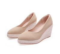 FhiHUEpr Décolleté con Punta Beige da Donna e Zeppa | Piattaforma Ultra Alta 8 cm, Scarpe Eleganti alla Moda per Invitati a Matrimoni