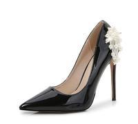 FhiHUEpr Décolleté da Sposa a Punta in Vernice con Tacco a Spillo da Donna da 12 cm - Comfort, Versatile per Ufficio, Vacanza, Matrimoni, Discoteca,Nero,43 EU