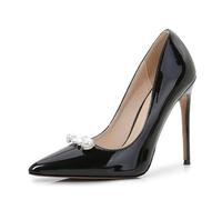 FhiHUEpr Décolleté Eleganti da Damigella d'Onore da Donna - Tacchi a Spillo Comfort da 12 cm - per L'Ufficio Quotidiano, Il Matrimonio, la Discoteca, Le Prestazioni di trascinamento,Nero,45 EU