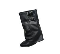 FhiHUEpr Stivaletti Chelsea con Tacco a Cuneo per Donne - Design a Polpaccio Largo per uscite serali, Ufficio, concerti, Matrimoni, Viaggi,Nero,37 EU