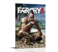 FHILTNMWC Poster su tela con cornice in legno con immagine di Far Cry Game, per casa, camera da letto, garage, art deco, 40 x 60 cm, con cornice