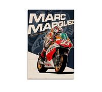 FHILTNMWC Poster su tela con cornice in legno con stampa di Marc Márquez, moto da corsa, per casa, camera da letto, garage, art deco, 30 x 45 cm, senza cornice