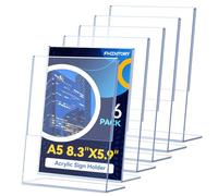 Fhintory Espositore Acrilico A5, 6 Pezzi Cavalieri da Tavolo Trasparente Acrilico, Portacartello Forma di L per Ufficio, Ristorante, Hotel, Negozio, Mostra