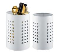 Fhioevt 2 Pezzi Porta Mestoli da Cucina Scola Posate Acciaio Inox porta Posate Porta Utensili da cucina Supporto Utensili da Cucina Portautensili da Cucina per Appoggio Tavolo Organizzare (Bianco)