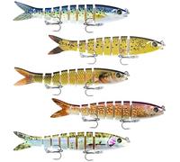 Fhioevt 5 Pezzi Esche Artificiali in Plastica Mare Esche da Pesca Morbida esche da Nuoto 13,2 cm Multi-jointed Swimbaits 8 segmenti Esca Pesca per Spigole Bass Lucci Trote Pesci Carnivori (19 g)