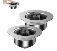 FHISKUNYU, 2 pezzi tappo lavandino cucina, filtro lavandino cucina, tappo lavello cucina, Set di tappo e filtro, 3-in-1 con filtro antiriflusso, in acciaio inox e ABS, per lavello della cucina