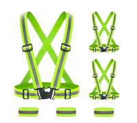 FHISKUNYU 3 Pezzi Bretelle Catarifrangenti, Giubbotto da Lavoro Regolabile con Anelli Riflettenti, Giacca Alta visibilità per Ciclismo, Motociclismo, Corsa