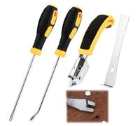 FHISKUNYU 4 Pezzi Kit Rimozione Graffette Tappezzeria Professionale con Estrattore e Levapunti, Pinza Antiscivolo per Clip Auto e Rivetti - Attrezzo per Mobili con Manico in Gomma