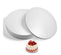 FHISKUNYU 5 Pezzi Sottotorta Tondo 30 cm Base Polistirolo per Torte - Vassoio Torta Rotondo in Cartone Rinforzato con Foglio di Alluminio, Bianco (Spessore 12 mm, Resistenza 8kg+, Bordo Liscio)