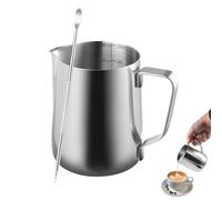 FHISKUNYU Bricco Latte Acciaio Inox 350ml con Latte Art Pen - Lattiera Latte Art per Barista, Bollilatte per Cappuccino, Espresso, Scaldalatte