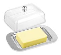 FHISKUNYU, con coperchio e manico Portaburro in acciaio inox, capacità per 250 g di burro, adatto per conservare formaggi, piatti freddi, torte, dessert, frutta.