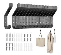 FHISKUNYU Ganci Appendiabiti da Parete 15 Pezzi, in Acciaio Inossidabile - Design Ultra-Piatto 1,3 cm per Muri e Armadi, Resistenza 20 kg, Nero Opaco