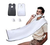 FHISKUNYU Grembiule da Barba 2 Pezzi | Per Barbieri & Uso Domestico | 4 Ventose in Silicone Antiscivolo | Nero/Bianco Lavabile & Portatile