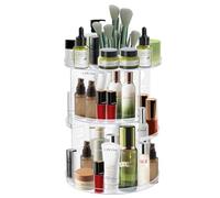 FHISKUNYU Organizzatore Trucco Girevole 360° Trasparente - Portacosmetici per Rossetti, Ombretti e Pennelli - Contenitore Elegante per Scrivania, Bagno, Camera da Letto o Comò