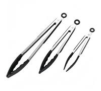 FHISKUNYU Pinze Cucina Professionali, Set di 3 Pinze in Acciaio Inossidabile e Silicone, 34cm, 26cm, 21cm, Manico Antiscivolo, Design Rimovibile