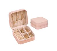 FHISKUNYU Portagioie da viaggio per ragazze, piccolo portagioie in pelle PU, mini portagioie da viaggio per anelli, orecchini, bracciali, collane, per donne, moglie, mamma, Natale (Rosa)