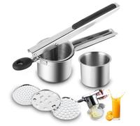 FHISKUNYU Schiacciapatate Passapatate con 3 Colini Sostituibili, Schiacciapatate Professionale Acciaio Inox per Purè di Patate, Frutta, Verdure, bébé, Limone