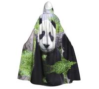FHIZOAL Adorabile panda che cammina sulla prateria, mantello con cappuccio, per cosplay, carnevale, feste, triste mietitore, vampiro, misterioso, mascherata