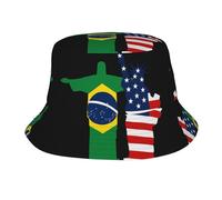 FHIZOAL America e Brasile Bucket Hat Summer Sun Cap Wide Brim Moda Pieghevole Outdoor Escursionismo Pesca Spiaggia Viaggi, Nero , Taglia unica