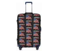 FHIZOAL America First - Copertura elastica antigraffio per bagagli da viaggio, antipolvere, per bagagli da 45-81 cm, bianco, L, Classico