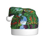 FHIZOAL Ara e tucano appollaiato delle foreste pluviali americane adulto cappello decorativo natalizio cappello di peluche morbido leggero capodanno festa vacanza